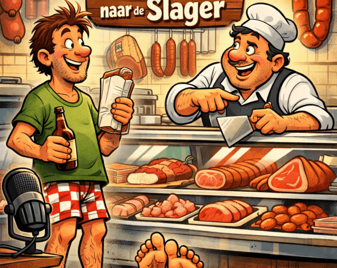 Op je blote kakken naar de slager